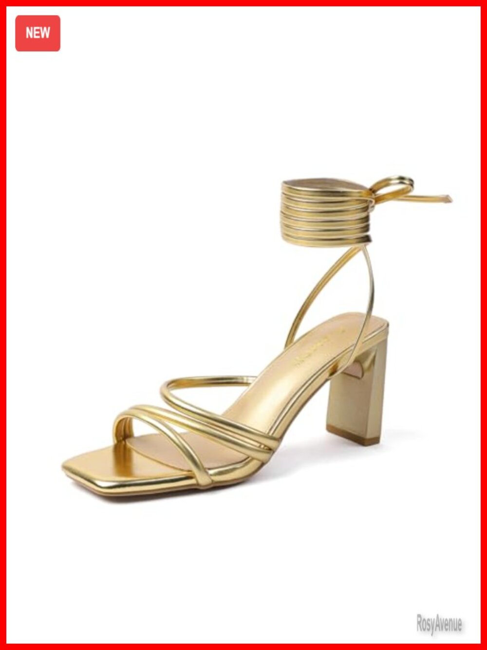 Women's 3 Inch Strappy Block Heel Sandals Lace Up Ankle Strap Open Toe